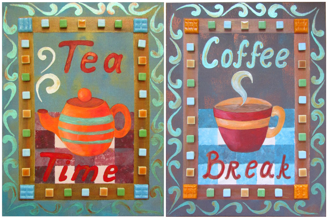 Coffee and Tea Acrylic Painting