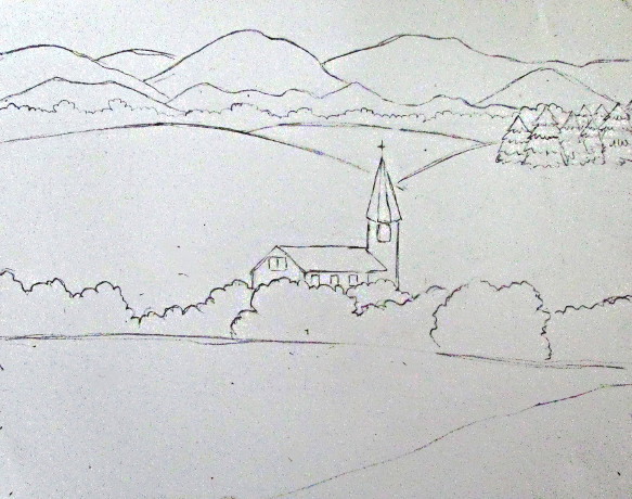 Easy pencil sketch landscape