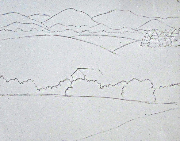 Easy scenery drawing, Landscape pencil drawings, Drawing scenery