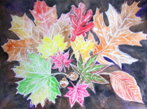 Crayon Resist Fall Leaves Art Lesson
