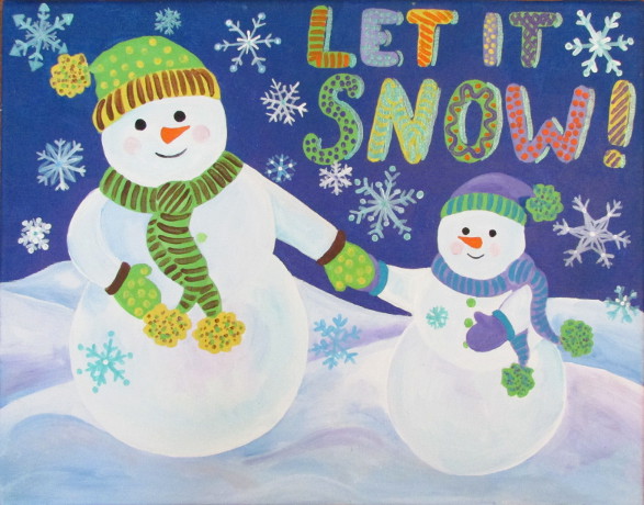 Snowman Painting Christmas Painting Holiday Painting Winter