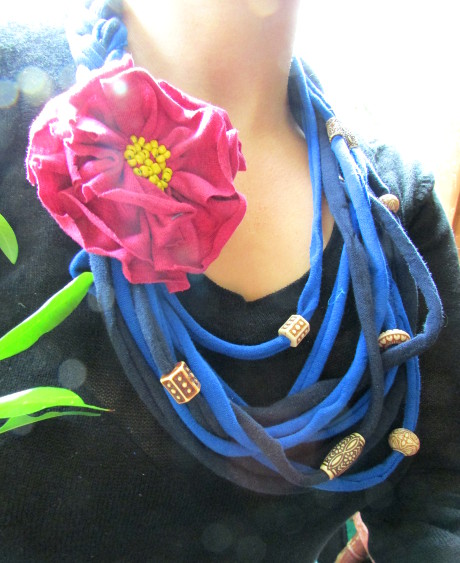 Recycled T-shirt Flower Necklace