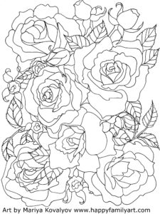 Roses Flowers Coloring Pages