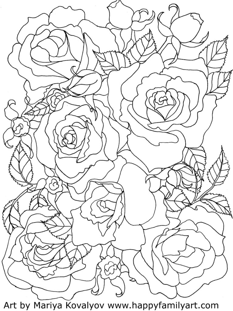 Roses Flowers Coloring Pages