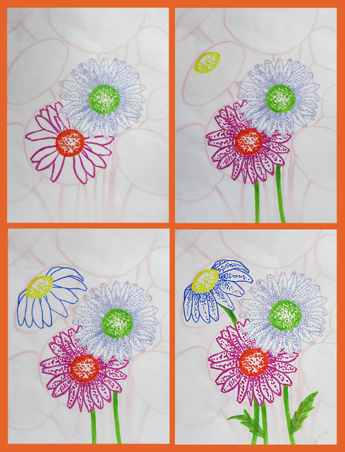 Painting Daisies Using Negative Watercolor Painting