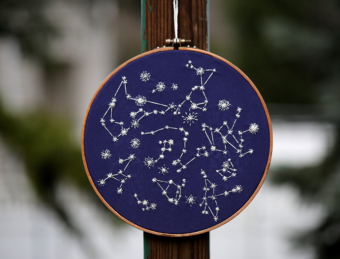 Embroidery Hoop Star Map