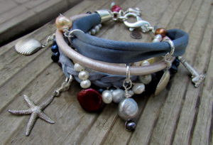 Multi-Strand Leather Necklace and Bracelet