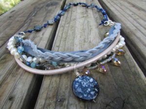 Multi-Strand Leather Necklace and Bracelet