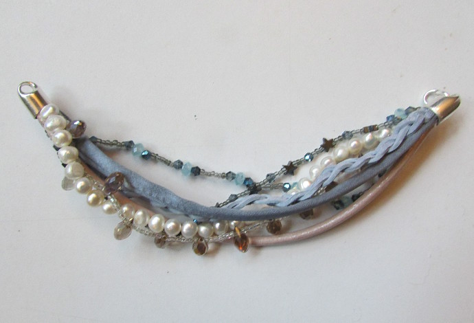 Multi-Strand Leather Necklace and Bracelet
