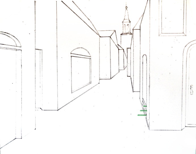 Single Point Perspective Drawing Of A Street Happy Family Art