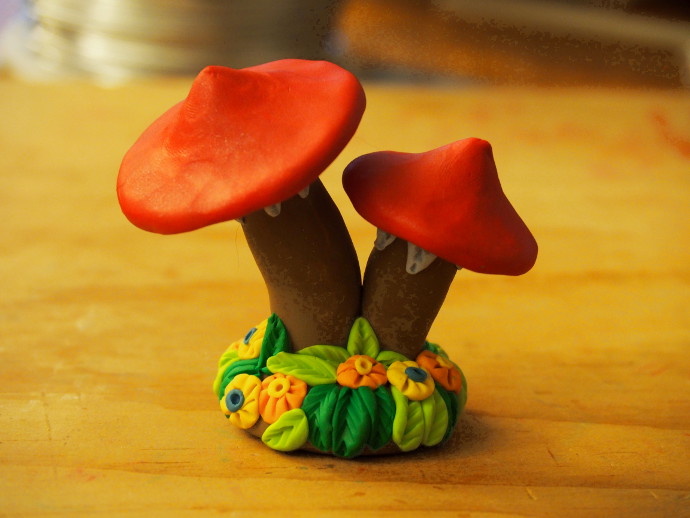 Clay Fairy Garden Creations mushrooms