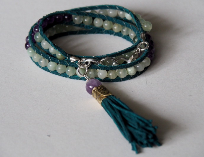 How To Make A Boho Bead and Leather Wrap Bracelet