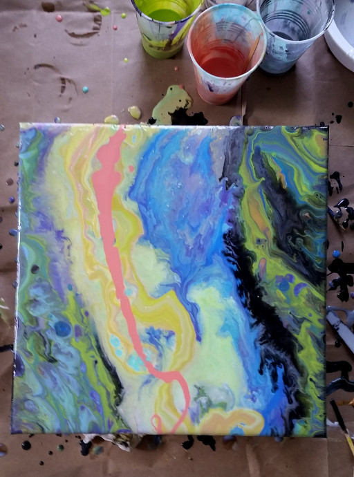 Quick lunchtime pour  floetrol and liquitex flow aid first. :  r/PourPainting