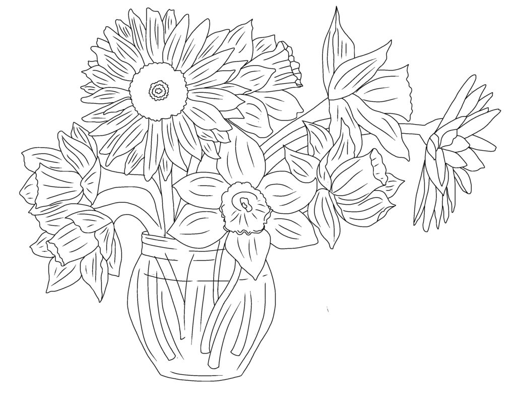 Sun and moon coloring page flowers coloring page