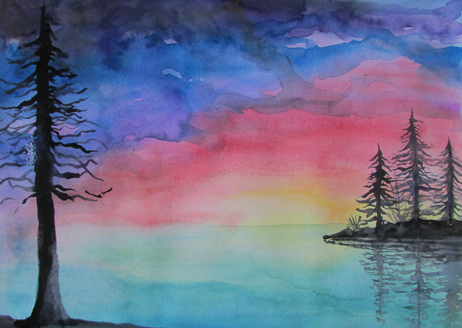 How To Paint a Sunset With Watercolors