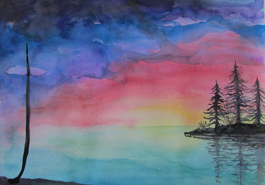 How To Paint a Sunset With Watercolors