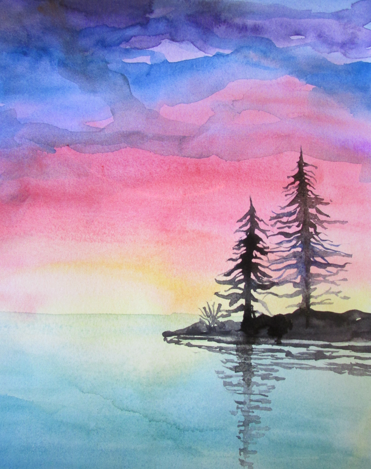 How To Paint a Sunset With Watercolors