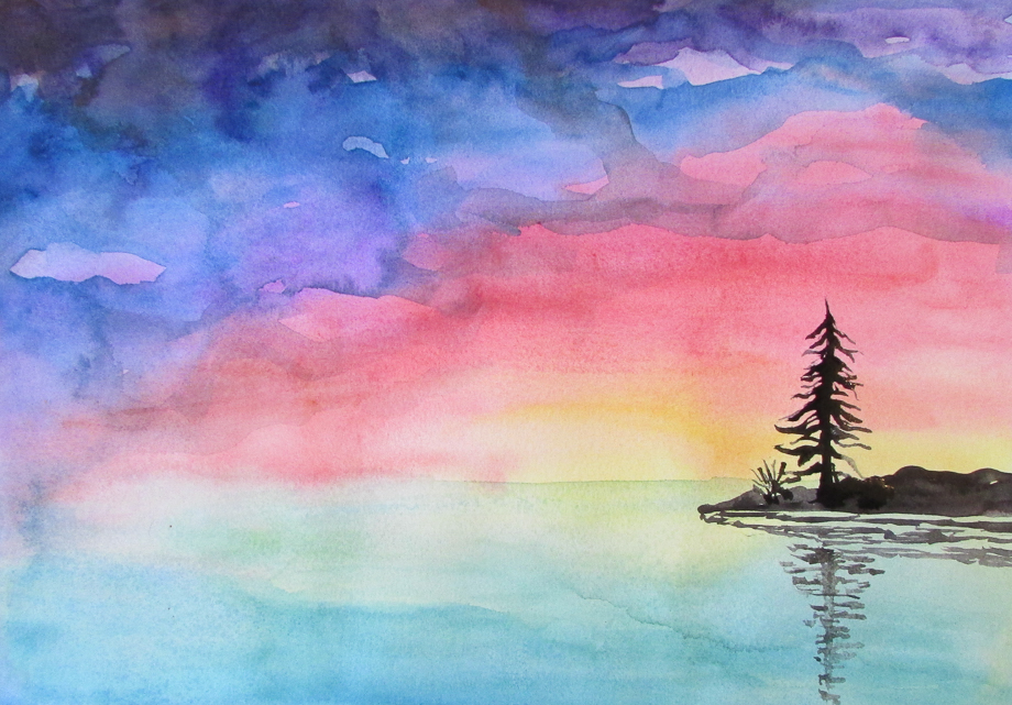 How To Paint a Sunset With Watercolors