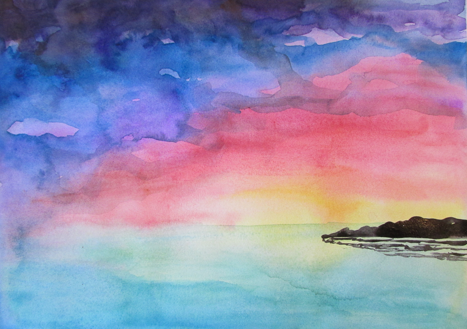 How To Paint a Sunset With Watercolors